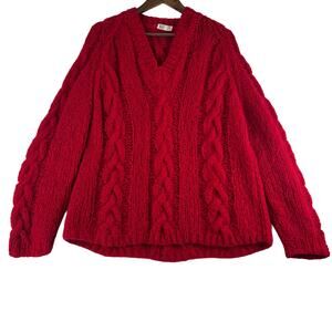 VINTAGE May-D&F V-Neck Cable Knit Wool Sweater Made in Italy in the 1950’s.